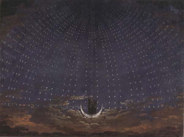 Karl friedrich schinkel Set Design for The Magic Flute:Starry Sky for the Queen of the Night (mk45) China oil painting art